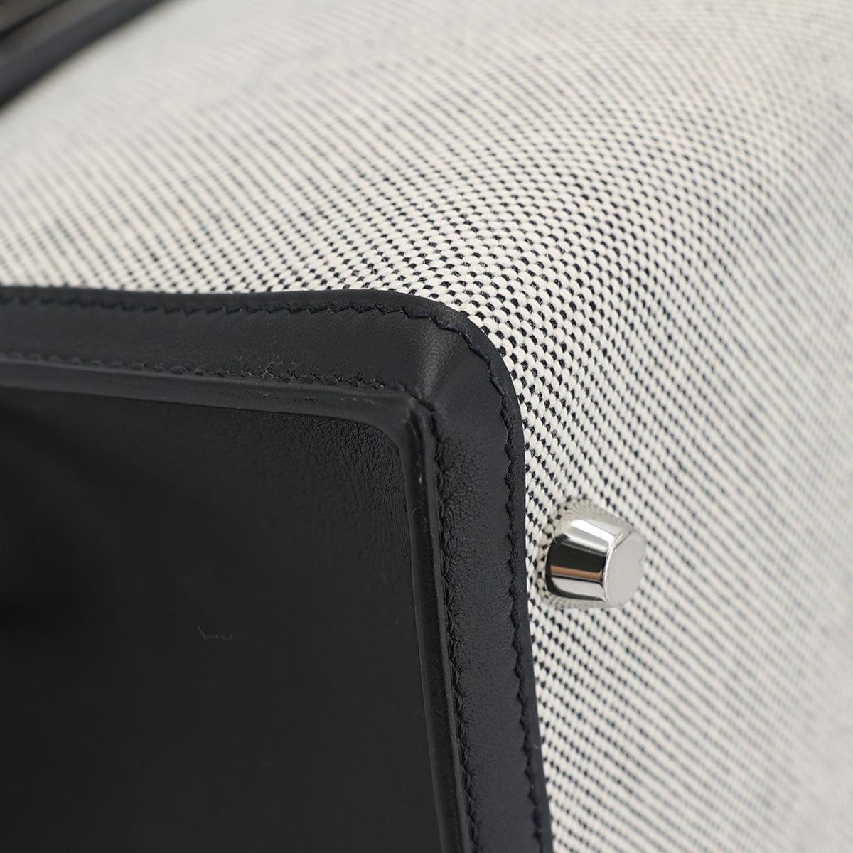 未使用保存品 HERMÈS 爱马仕 Kelly 28 89 黑色 Noir Swift牛皮 Toile H 帆布 银扣 Z刻 2021年 - 8