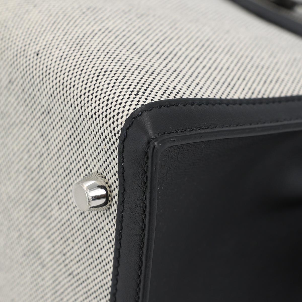 未使用保存品 HERMÈS 爱马仕 Kelly 28 89 黑色 Noir Swift牛皮 Toile H 帆布 银扣 Z刻 2021年 - 9