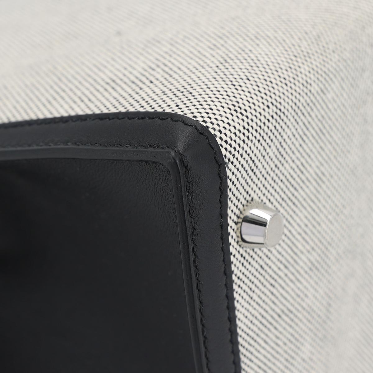 未使用保存品 HERMÈS 爱马仕 Kelly 28 89 黑色 Noir Swift牛皮 Toile H 帆布 银扣 Z刻 2021年 - 10