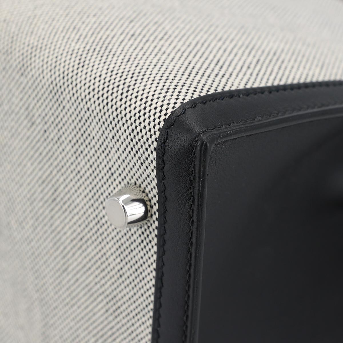 未使用保存品 HERMÈS 爱马仕 Kelly 28 89 黑色 Noir Swift牛皮 Toile H 帆布 银扣 Z刻 2021年 - 11
