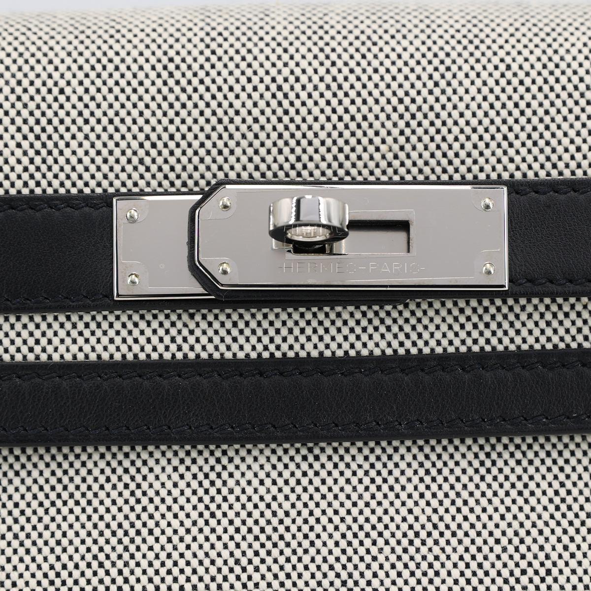 未使用保存品 HERMÈS 爱马仕 Kelly 28 89 黑色 Noir Swift牛皮 Toile H 帆布 银扣 Z刻 2021年 - 12