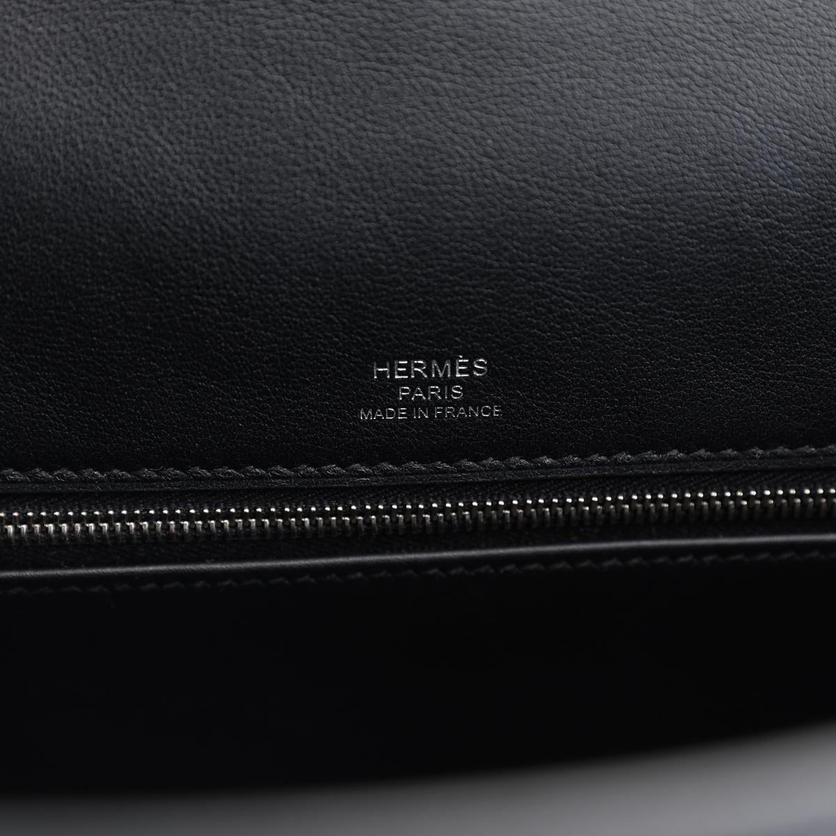 未使用保存品 HERMÈS 爱马仕 Kelly 28 89 黑色 Noir Swift牛皮 Toile H 帆布 银扣 Z刻 2021年 - 15
