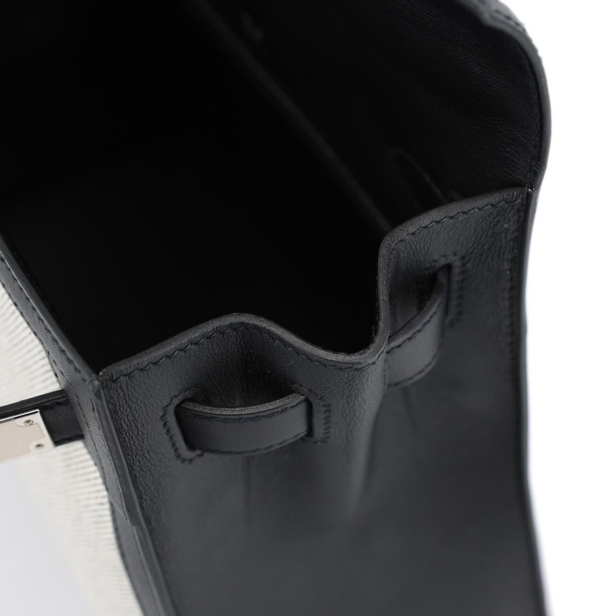 未使用保存品 HERMÈS 爱马仕 Kelly 28 89 黑色 Noir Swift牛皮 Toile H 帆布 银扣 Z刻 2021年 - 17