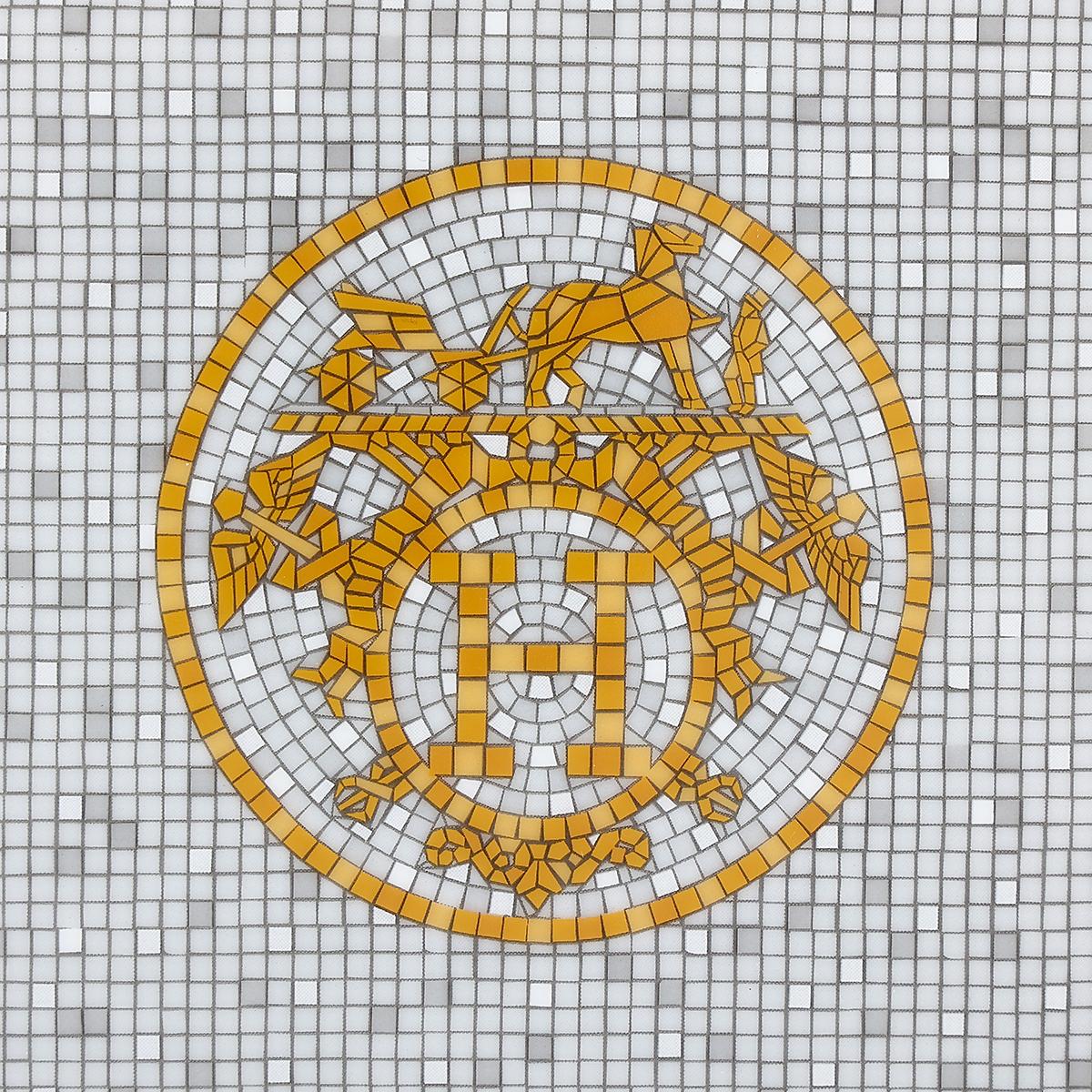 Brand New ( Rank N ) HERMÈS Mosaique au 24 gold tray, small model  Yellow Orange Gray White Porcelain - 4
