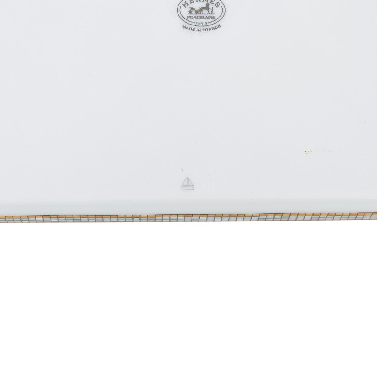 Brand New ( Rank N ) HERMÈS Mosaique au 24 gold tray, small model  Yellow Orange Gray White Porcelain - 7