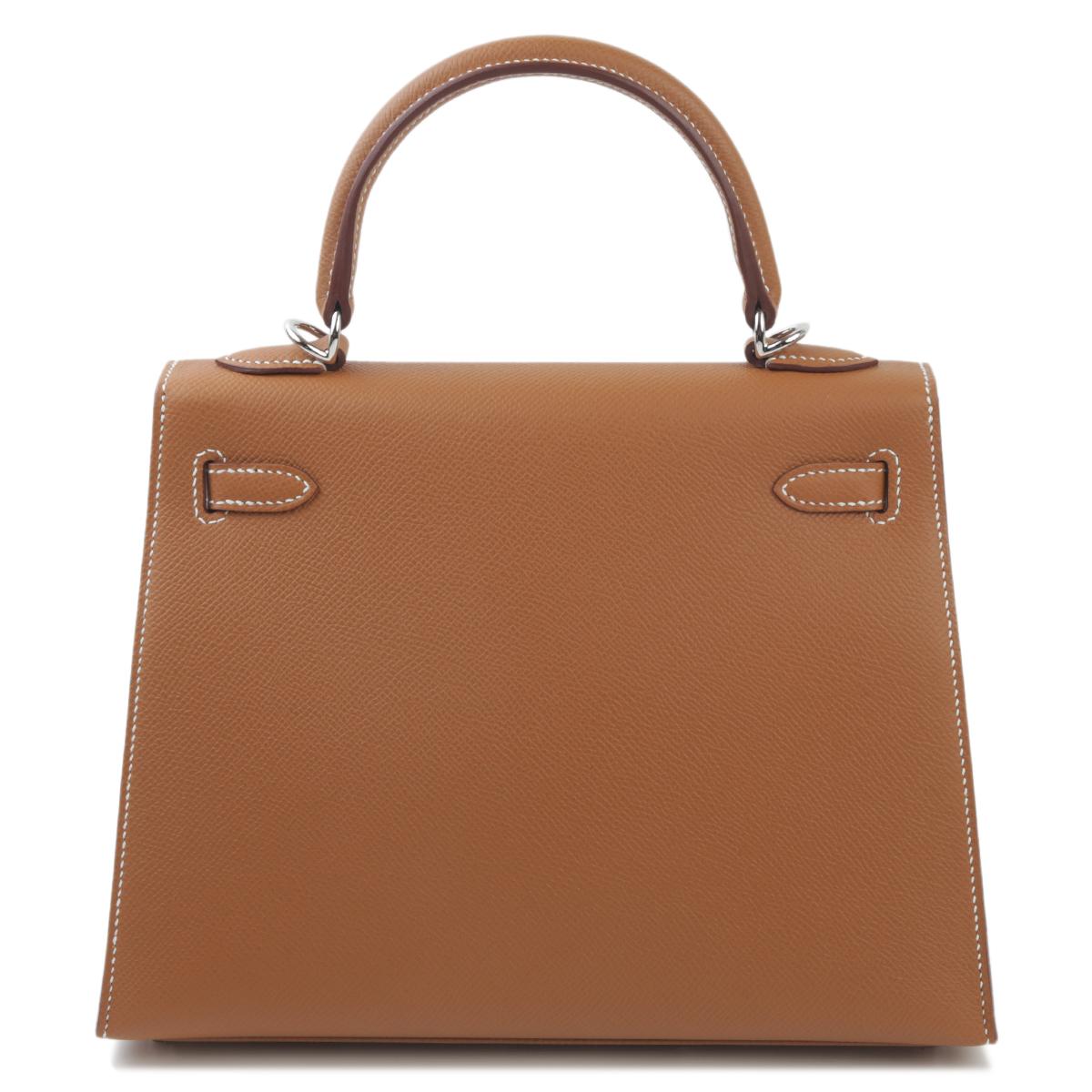 Brand New ( Rank N ) HERMÈS Kelly 25 Sellier Gold (37) Epsom Palladium hardware B (2023) - 3