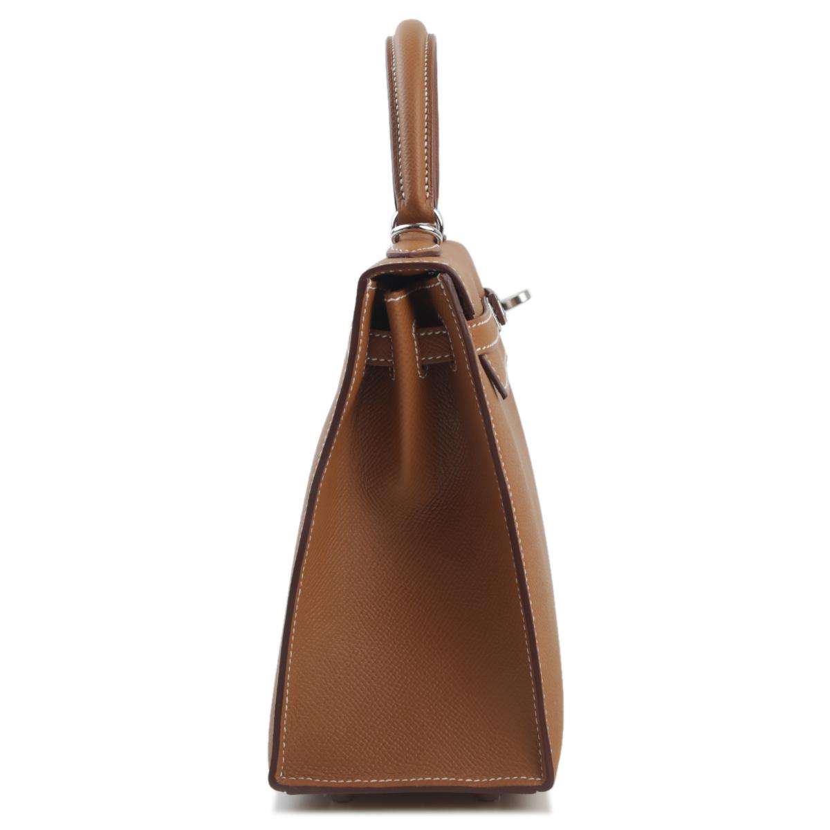 Brand New ( Rank N ) HERMÈS Kelly 25 Sellier Gold (37) Epsom Palladium hardware B (2023) - 5