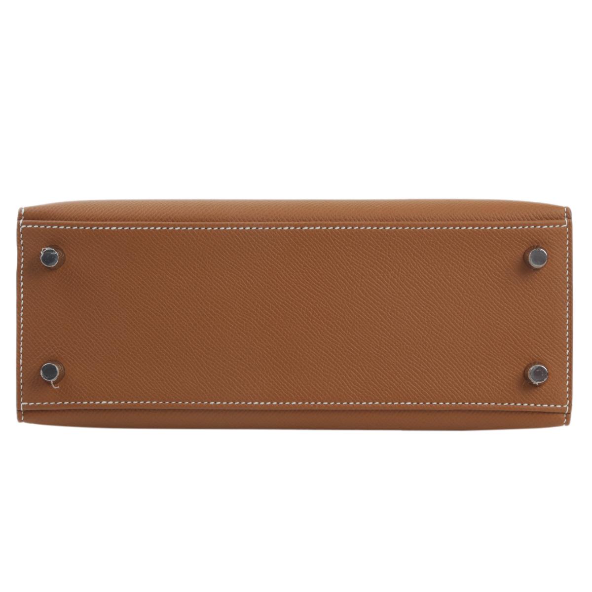 Brand New ( Rank N ) HERMÈS Kelly 25 Sellier Gold (37) Epsom Palladium hardware B (2023) - 7