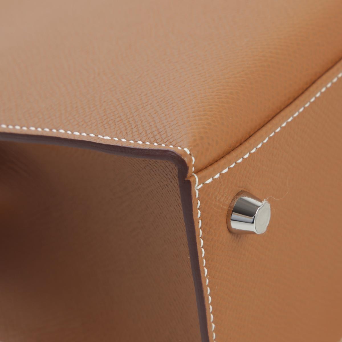 Brand New ( Rank N ) HERMÈS Kelly 25 Sellier Gold (37) Epsom Palladium hardware B (2023) - 10