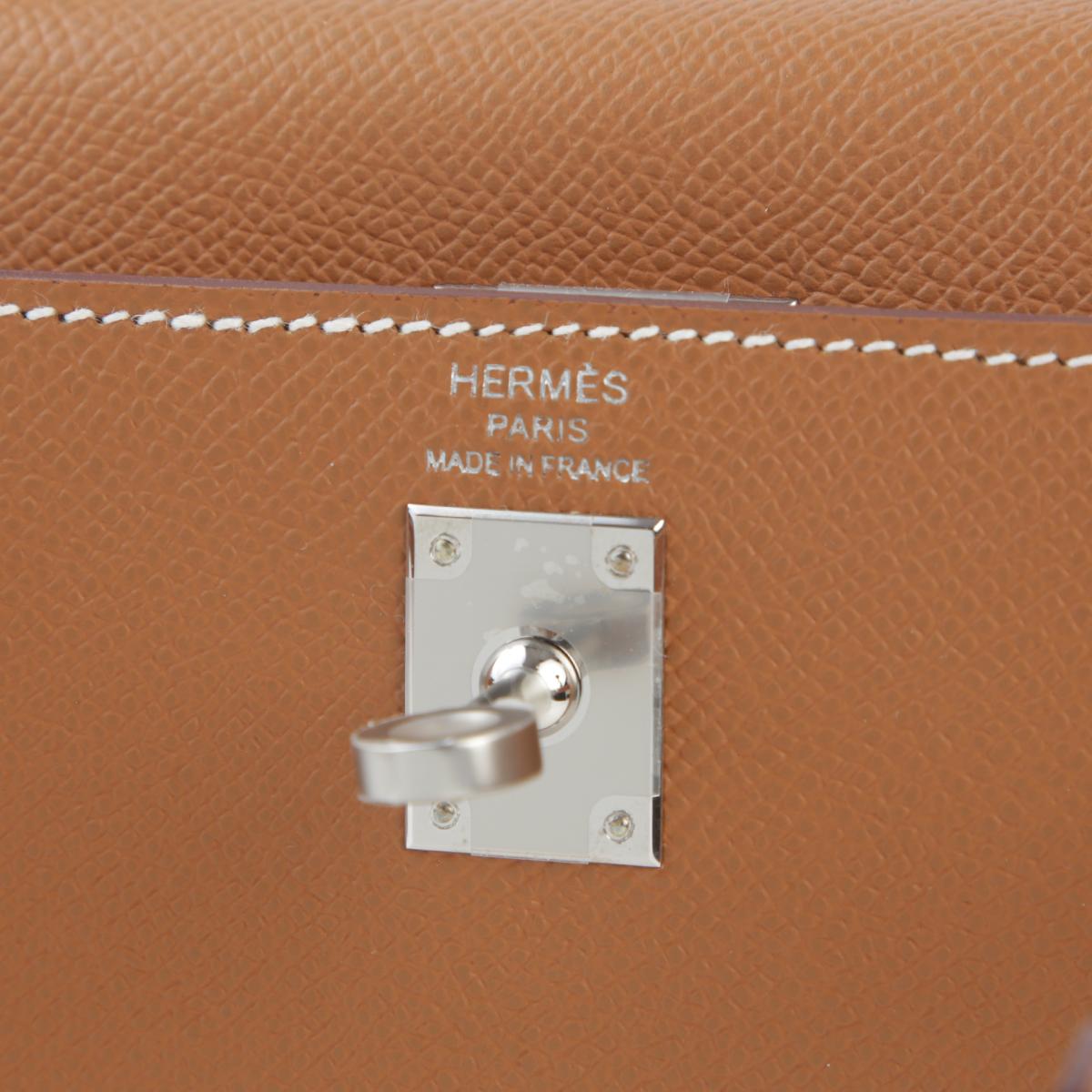 Brand New ( Rank N ) HERMÈS Kelly 25 Sellier Gold (37) Epsom Palladium hardware B (2023) - 13