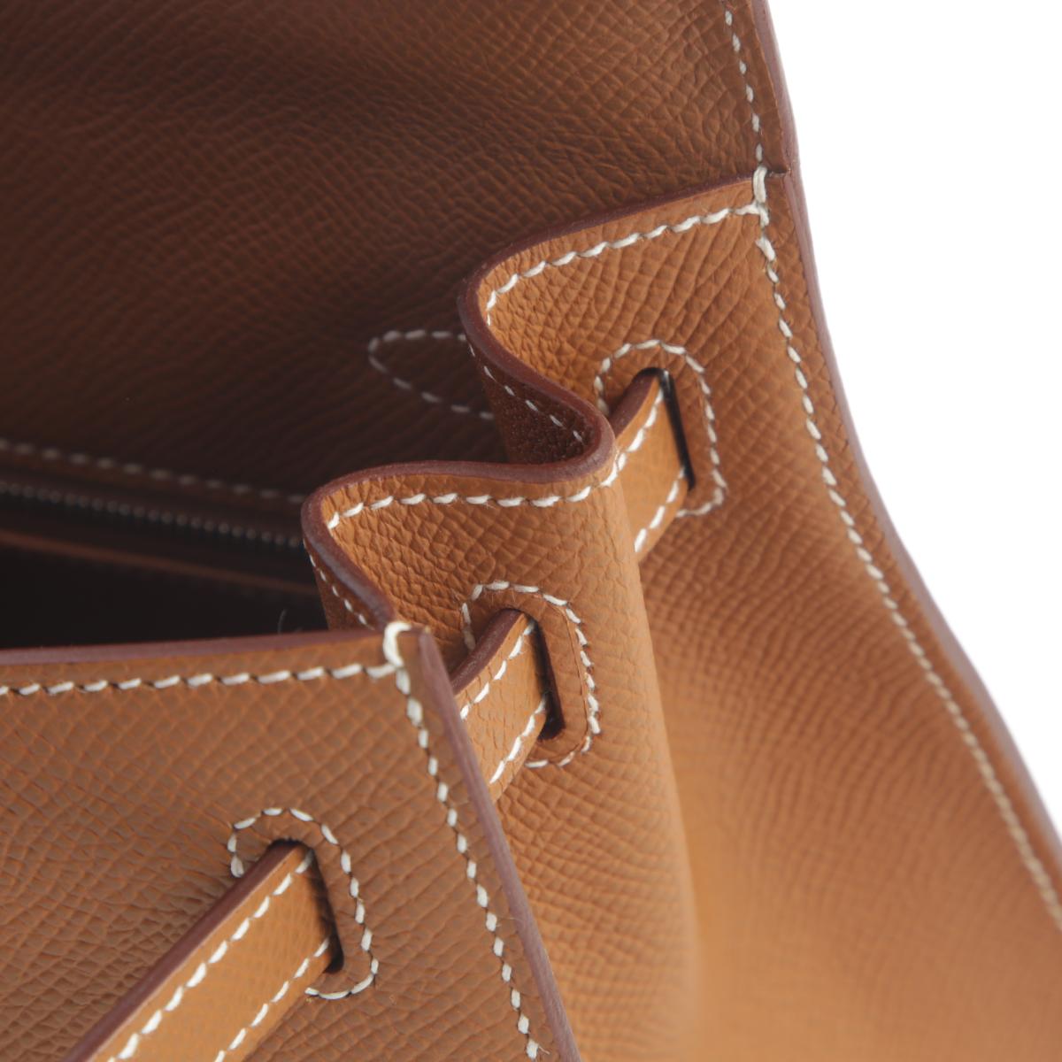 Brand New ( Rank N ) HERMÈS Kelly 25 Sellier Gold (37) Epsom Palladium hardware B (2023) - 15