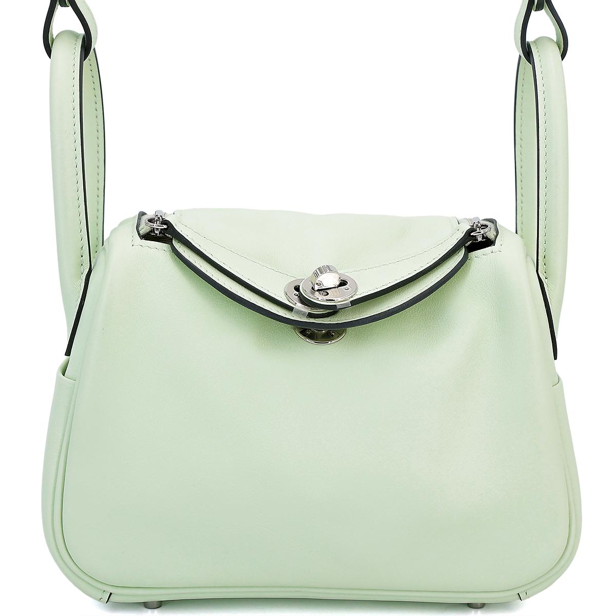 Excellent ( Rank SA ) HERMÈS Mini Lindy Vert Fizz (0S) Swift Palladium hardware U (2022) - 1