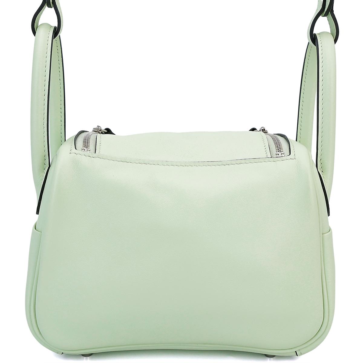 Excellent ( Rank SA ) HERMÈS Mini Lindy Vert Fizz (0S) Swift Palladium hardware U (2022) - 3