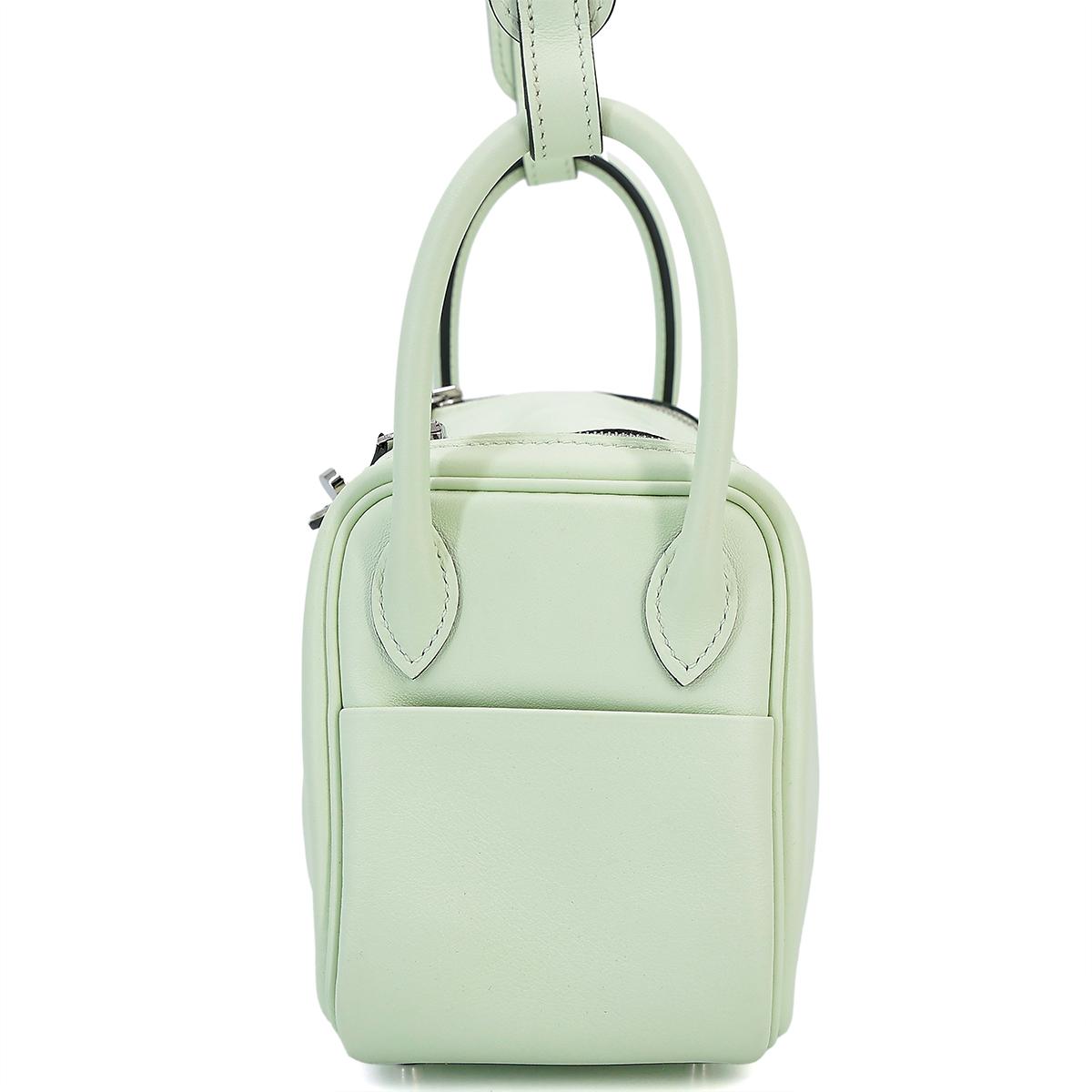 Excellent ( Rank SA ) HERMÈS Mini Lindy Vert Fizz (0S) Swift Palladium hardware U (2022) - 4