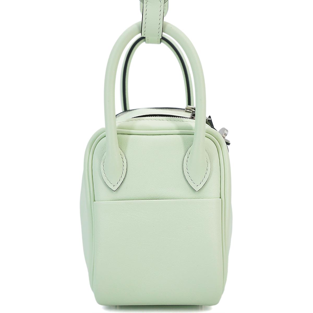 Excellent ( Rank SA ) HERMÈS Mini Lindy Vert Fizz (0S) Swift Palladium hardware U (2022) - 5
