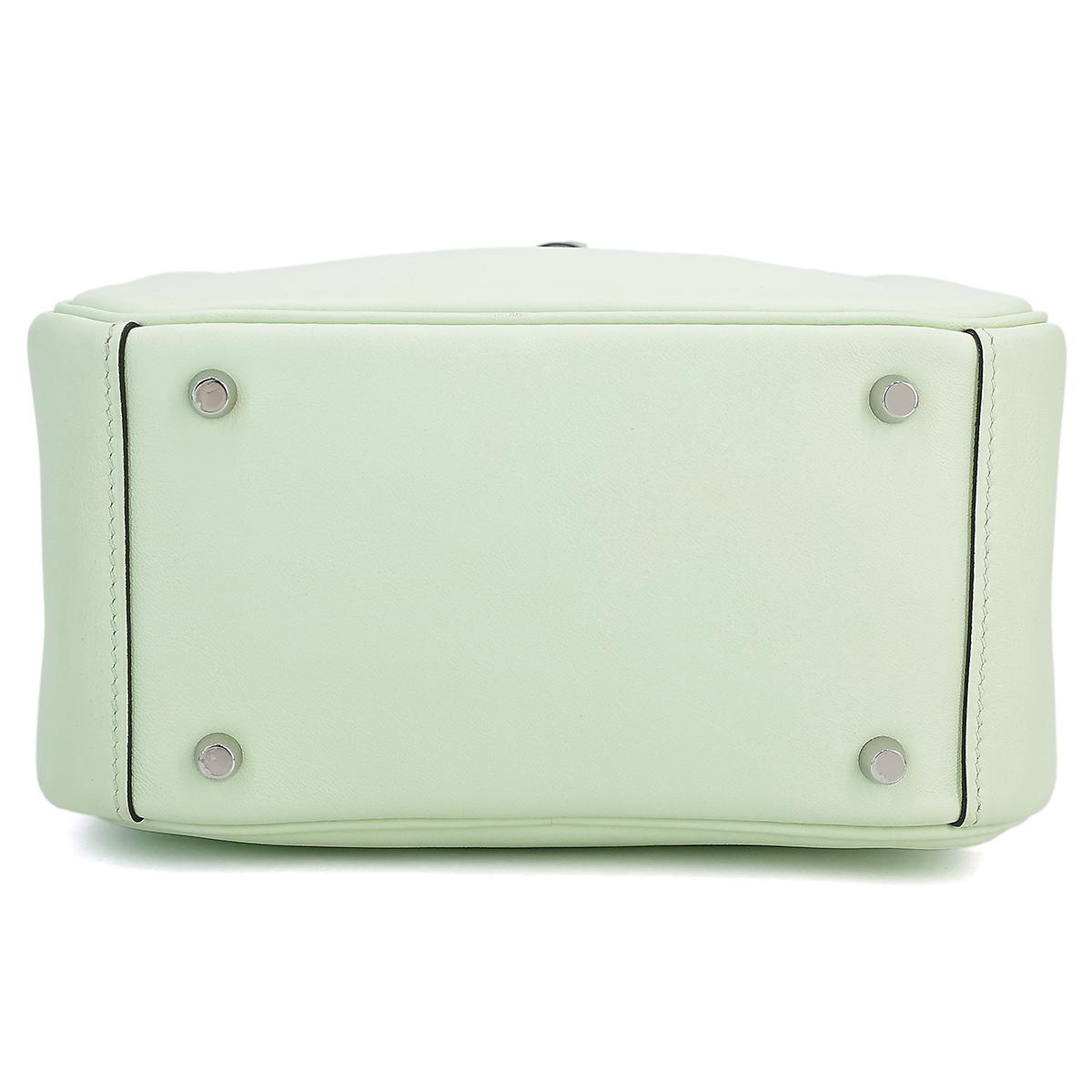 Excellent ( Rank SA ) HERMÈS Mini Lindy Vert Fizz (0S) Swift Palladium hardware U (2022) - 7