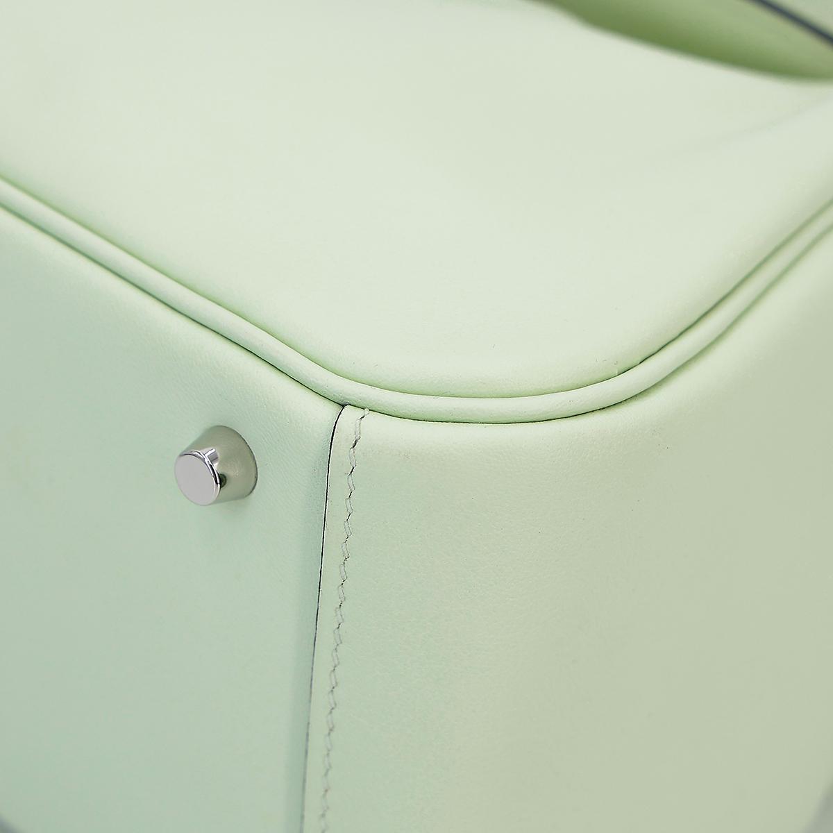 Excellent ( Rank SA ) HERMÈS Mini Lindy Vert Fizz (0S) Swift Palladium hardware U (2022) - 8