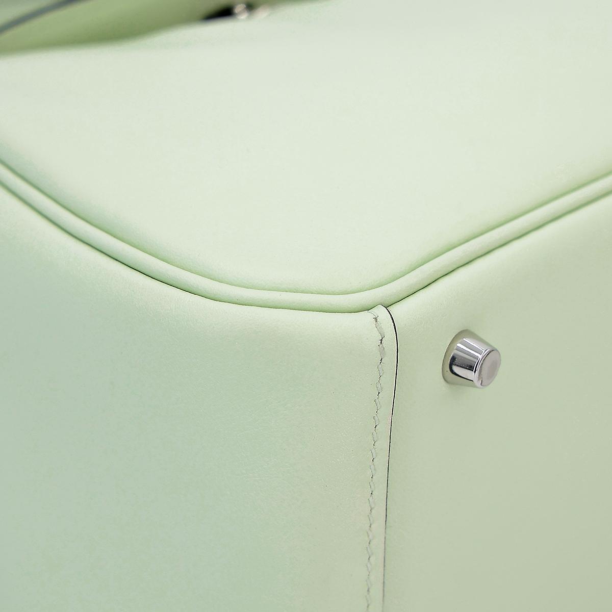 Excellent ( Rank SA ) HERMÈS Mini Lindy Vert Fizz (0S) Swift Palladium hardware U (2022) - 9