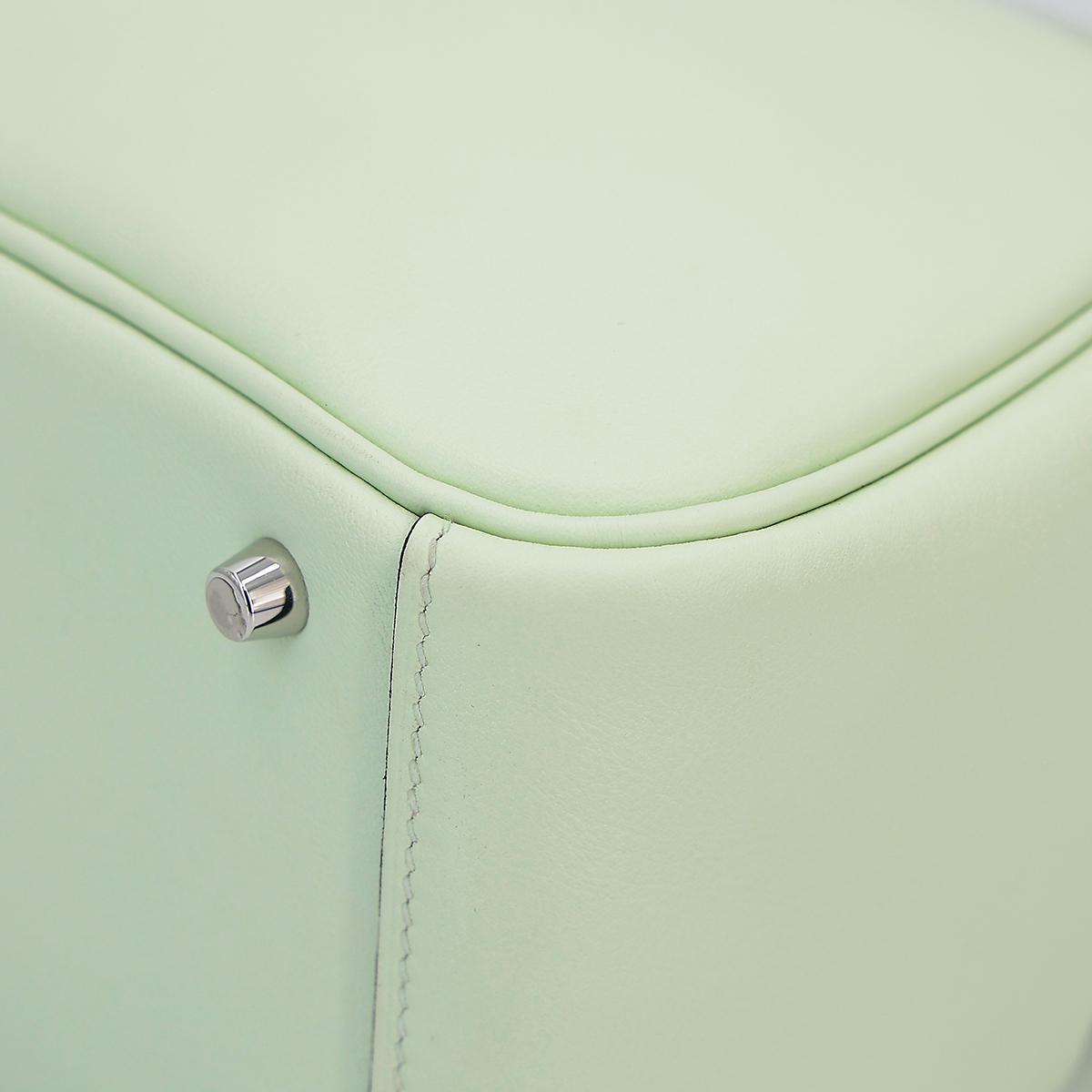 Excellent ( Rank SA ) HERMÈS Mini Lindy Vert Fizz (0S) Swift Palladium hardware U (2022) - 10