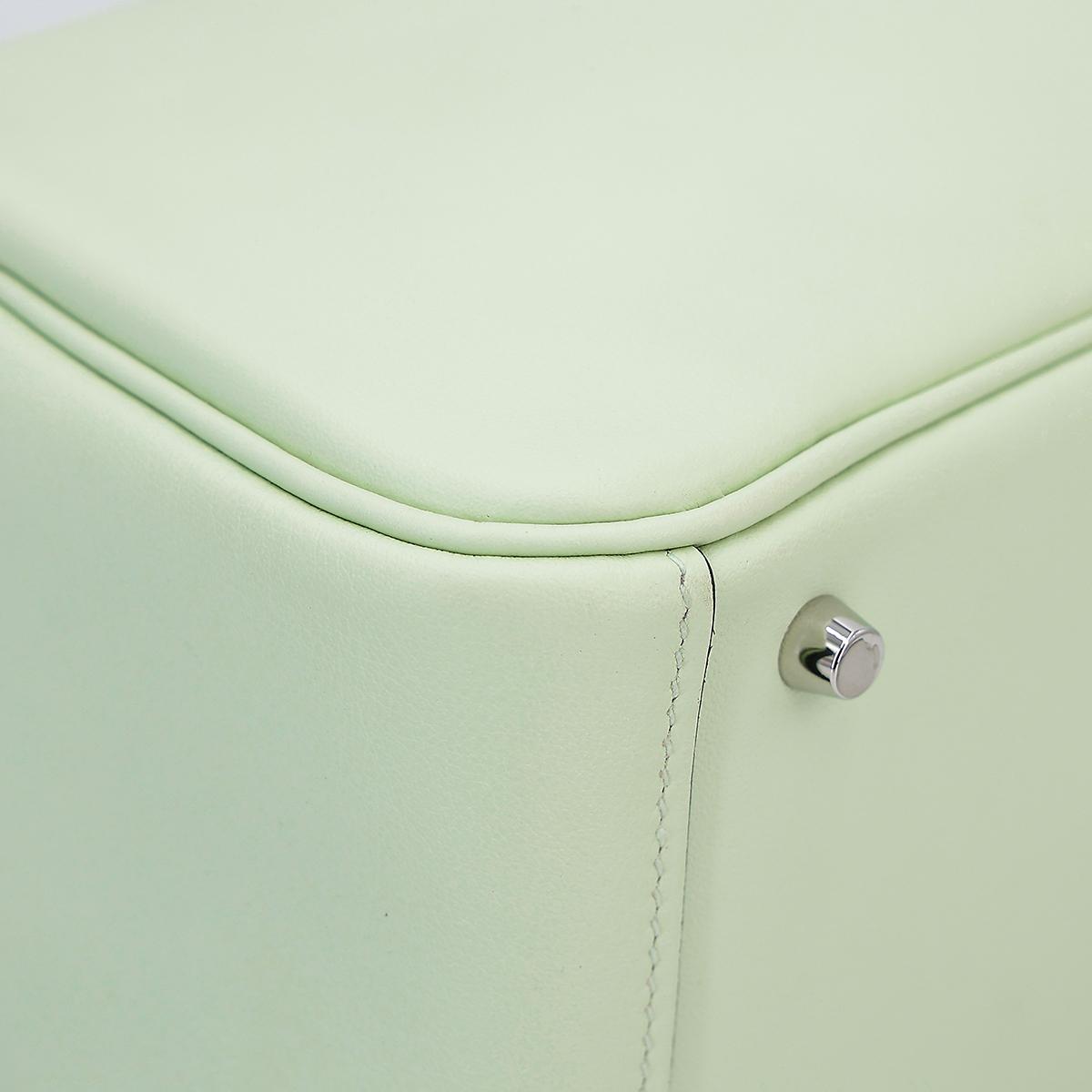 Excellent ( Rank SA ) HERMÈS Mini Lindy Vert Fizz (0S) Swift Palladium hardware U (2022) - 11