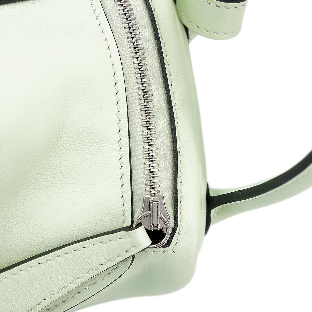 Excellent ( Rank SA ) HERMÈS Mini Lindy Vert Fizz (0S) Swift Palladium hardware U (2022) - 12