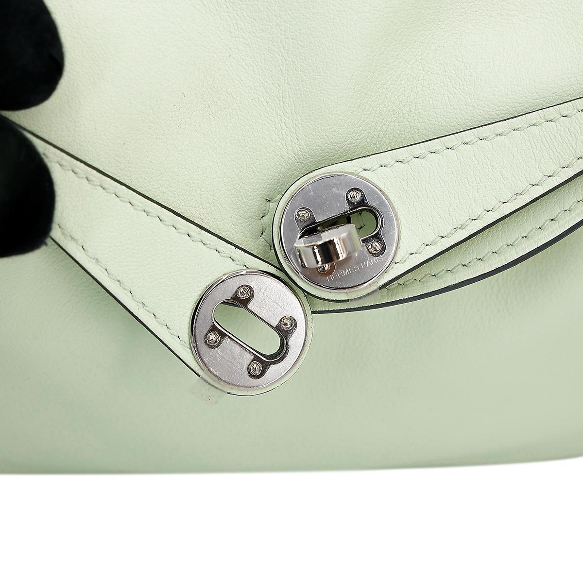 Excellent ( Rank SA ) HERMÈS Mini Lindy Vert Fizz (0S) Swift Palladium hardware U (2022) - 14
