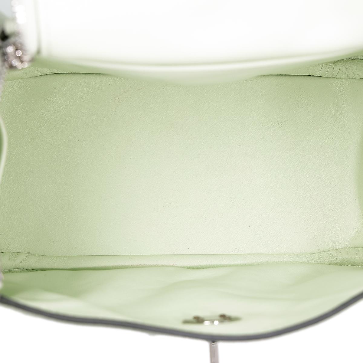 Excellent ( Rank SA ) HERMÈS Mini Lindy Vert Fizz (0S) Swift Palladium hardware U (2022) - 16