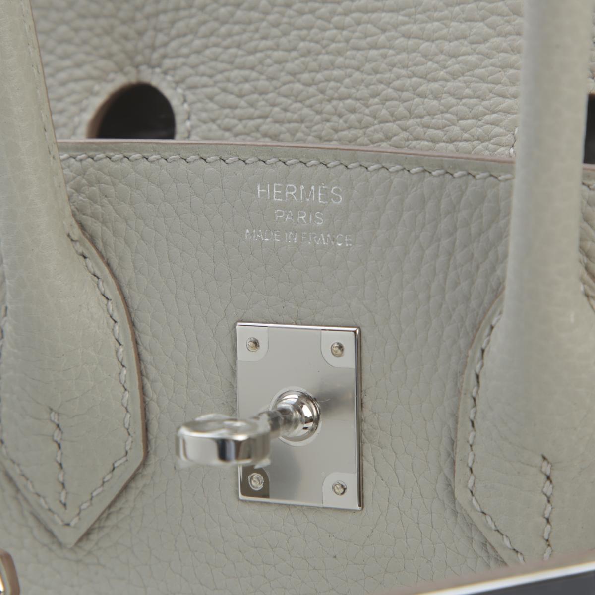 未使用保存品 HERMÈS 爱马仕 Birkin 25 Verso 80 珍珠灰 Gris Perle I2 奶油白 Nata Togo小牛皮 银扣 B刻 2023年 - 13