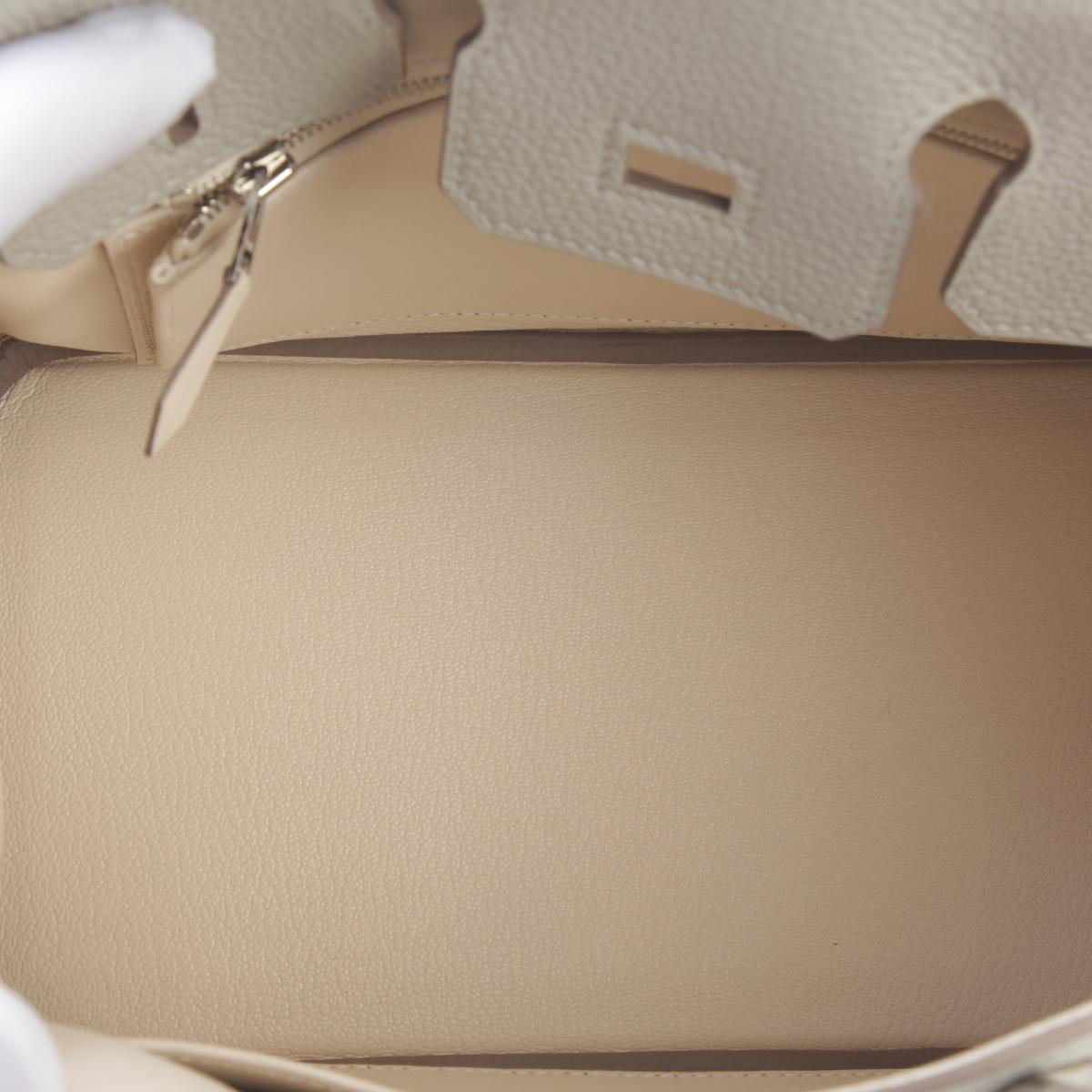 未使用保存品 HERMÈS 爱马仕 Birkin 25 Verso 80 珍珠灰 Gris Perle I2 奶油白 Nata Togo小牛皮 银扣 B刻 2023年 - 14