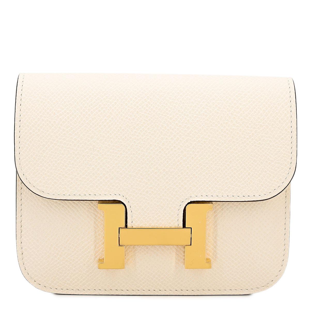 Brand New ( Rank N ) HERMÈS Constance Slim Wallet Nata (I2) Epsom Gold hardware B (2023) - 1