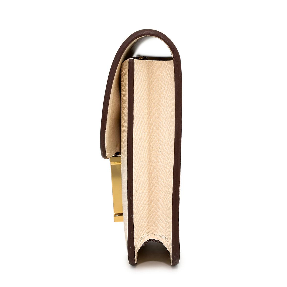 Brand New ( Rank N ) HERMÈS Constance Slim Wallet Nata (I2) Epsom Gold hardware B (2023) - 5