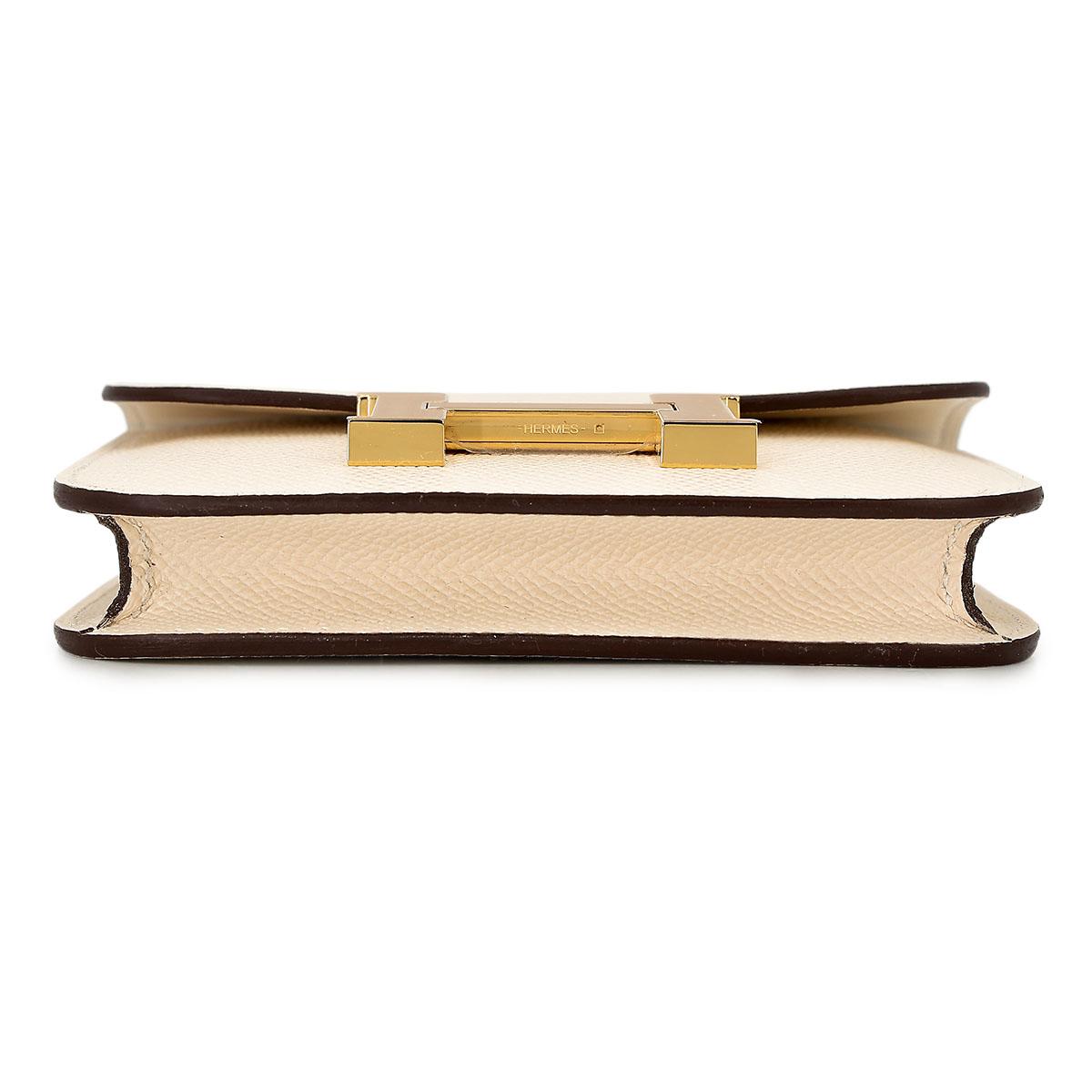 Brand New ( Rank N ) HERMÈS Constance Slim Wallet Nata (I2) Epsom Gold hardware B (2023) - 6