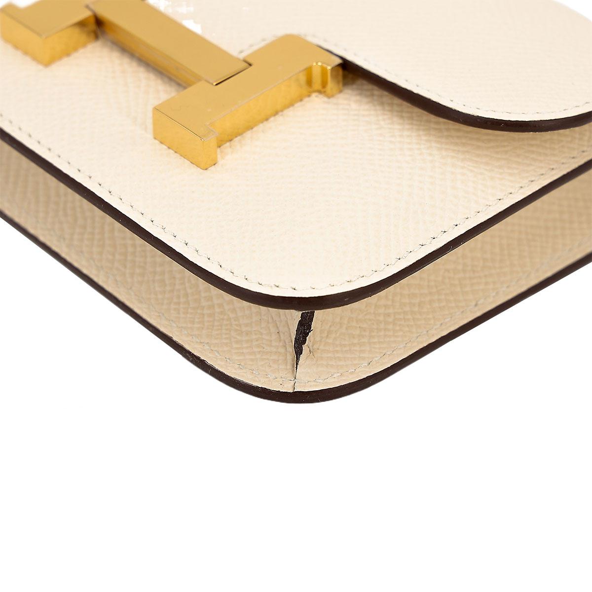 Brand New ( Rank N ) HERMÈS Constance Slim Wallet Nata (I2) Epsom Gold hardware B (2023) - 7