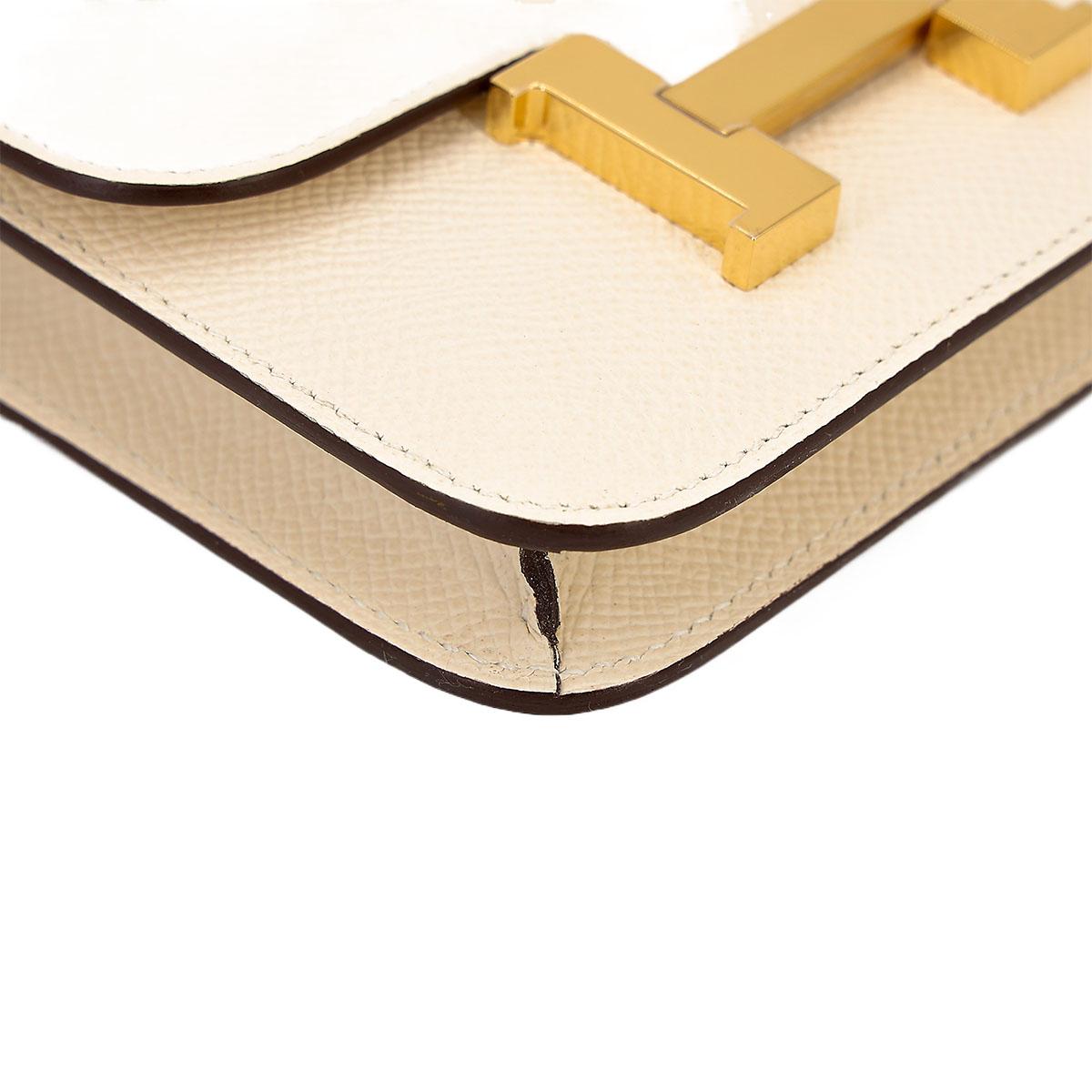 Brand New ( Rank N ) HERMÈS Constance Slim Wallet Nata (I2) Epsom Gold hardware B (2023) - 8