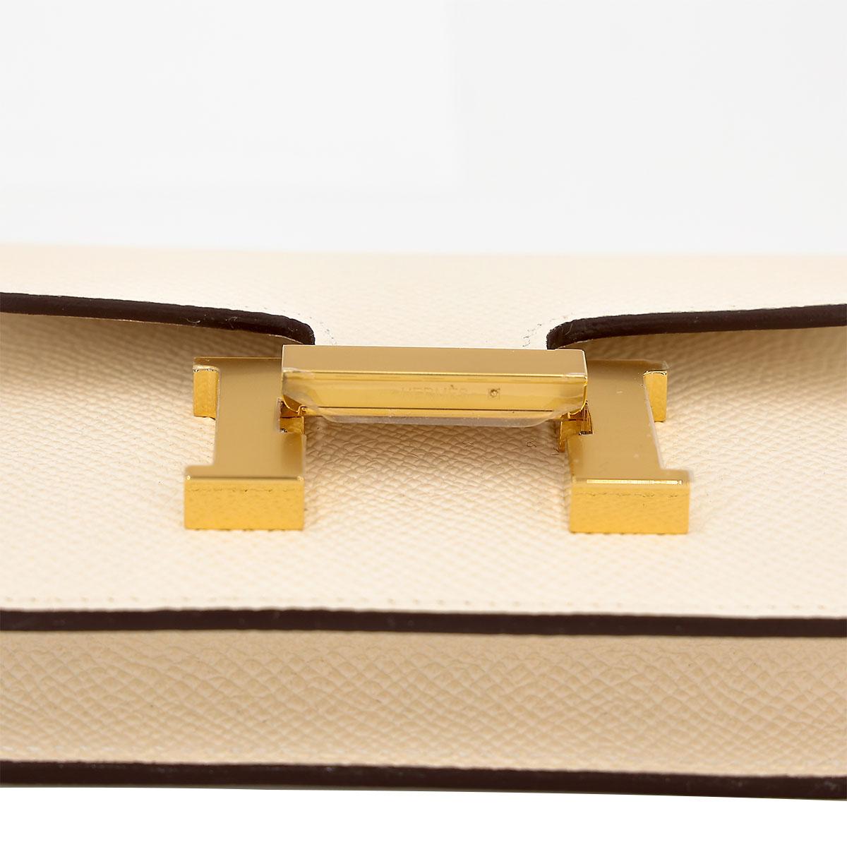 Brand New ( Rank N ) HERMÈS Constance Slim Wallet Nata (I2) Epsom Gold hardware B (2023) - 12