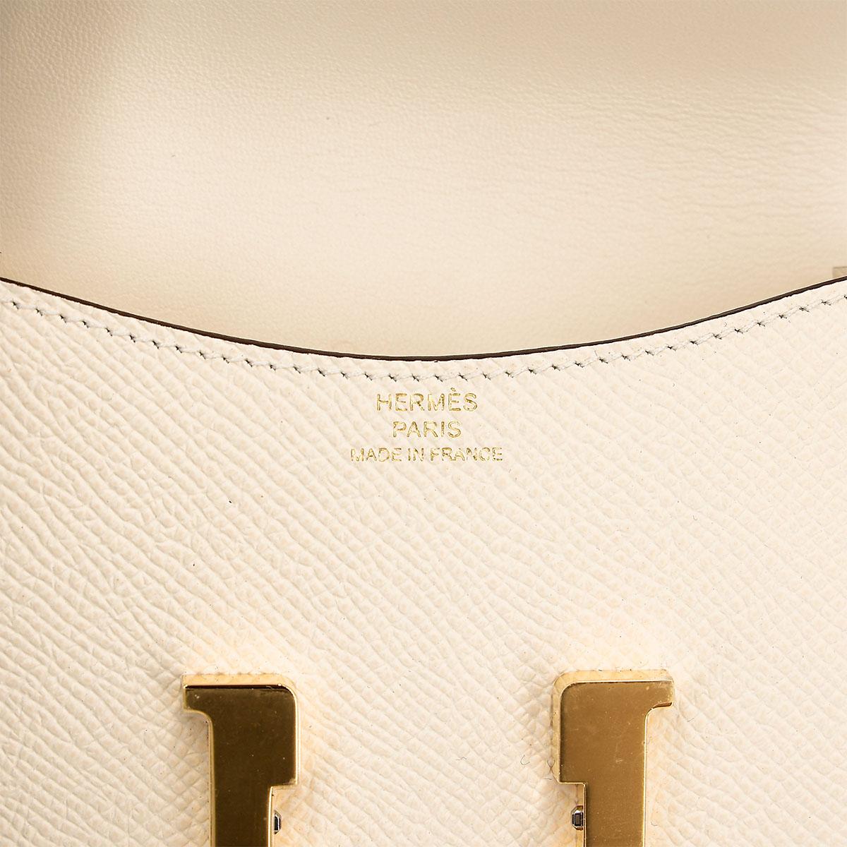 Brand New ( Rank N ) HERMÈS Constance Slim Wallet Nata (I2) Epsom Gold hardware B (2023) - 15