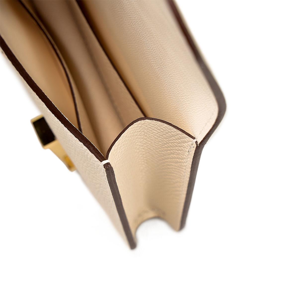 Brand New ( Rank N ) HERMÈS Constance Slim Wallet Nata (I2) Epsom Gold hardware B (2023) - 18