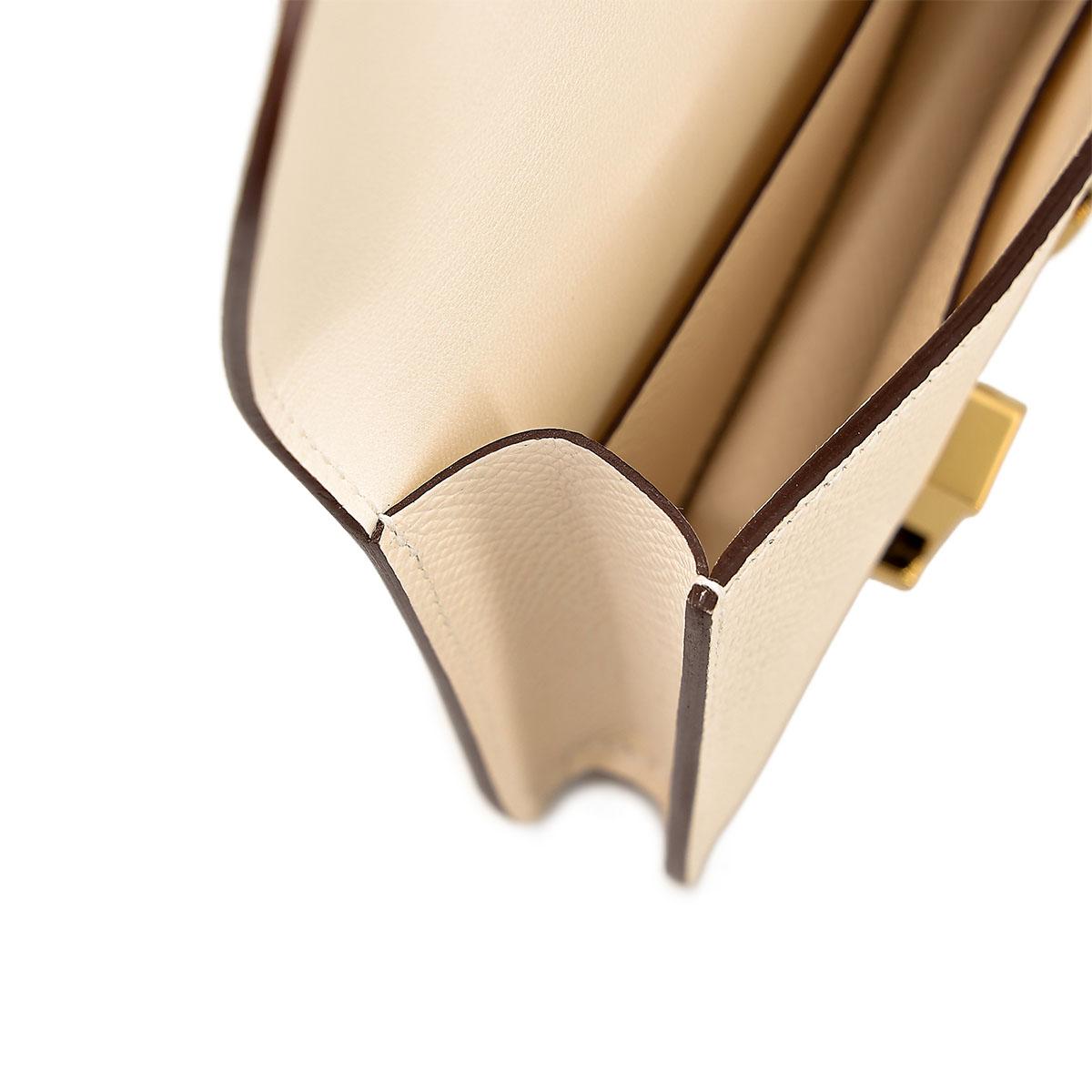 Brand New ( Rank N ) HERMÈS Constance Slim Wallet Nata (I2) Epsom Gold hardware B (2023) - 19