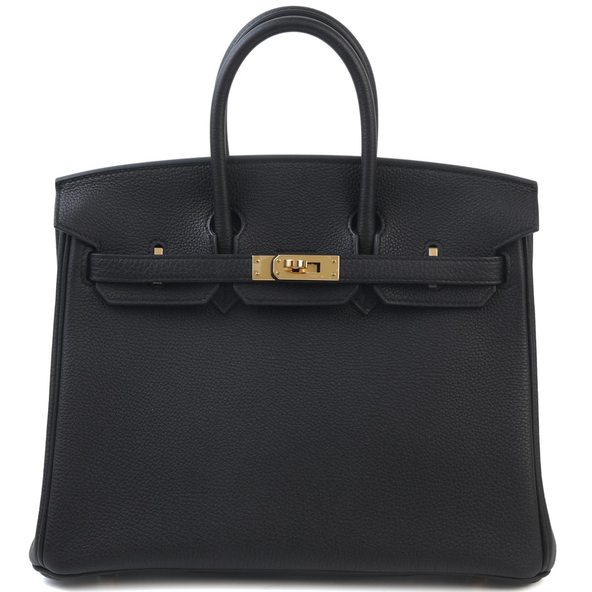 Very Good ( Rank A) HERMÈS Birkin 25 Black (89) Togo Gold hardware B (2023) - 1