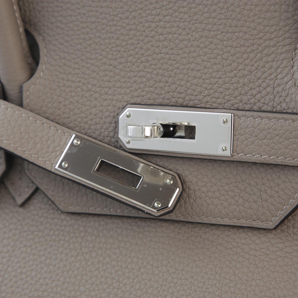 Unused ( Rank NS ) HERMÈS Birkin 40 Gris Asphalte (M8) Togo Palladium hardware A (2017) - 8