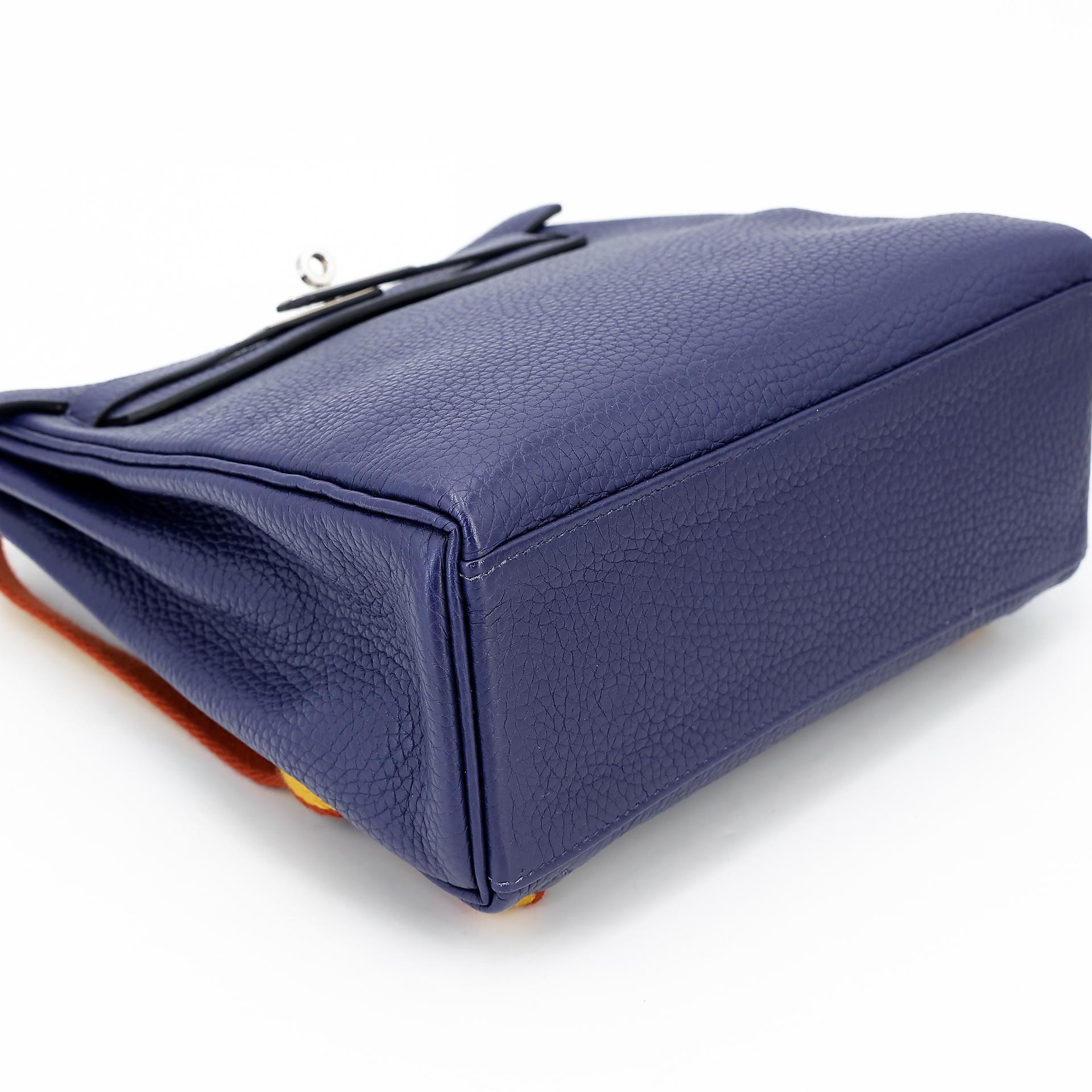 Very Good ( Rank A) HERMÈS Kelly Ado PM Bleu Encre (M3) Clemence Palladium hardware A (2017) - 6