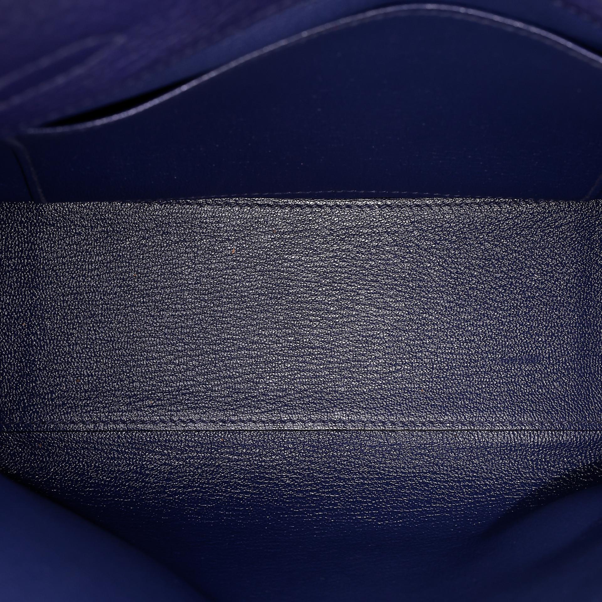 Very Good ( Rank A) HERMÈS Kelly Ado PM Bleu Encre (M3) Clemence Palladium hardware A (2017) - 11