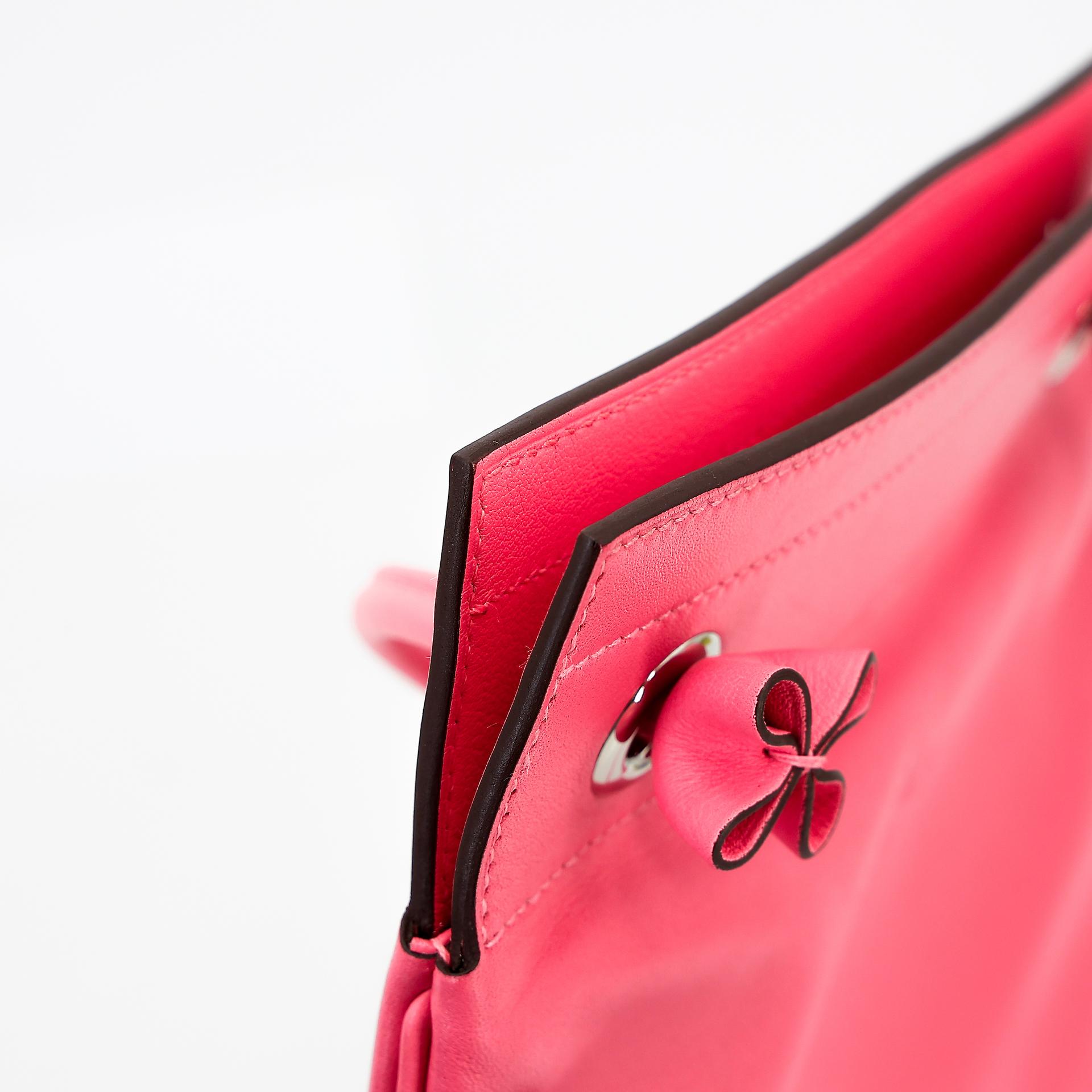 Excellent ( Rank SA ) HERMÈS Maline bag Rose Azalee (8W) 
 Veau Cheri Palladium hardware D (2019) - 15