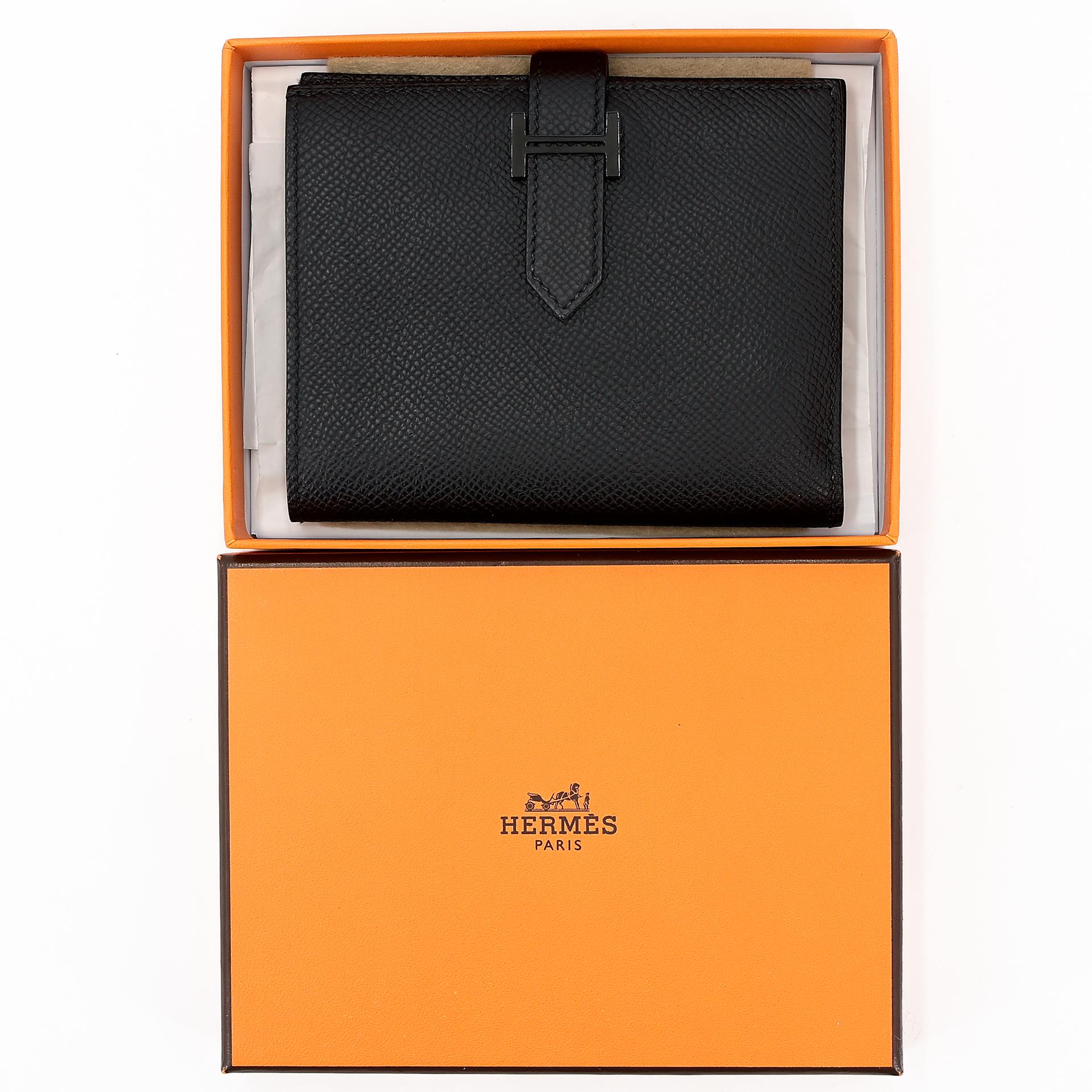 ランク SA HERMÈS エルメス ベアンコンパクト ソーブラック エプソン ブラック金具 B刻印 - 18