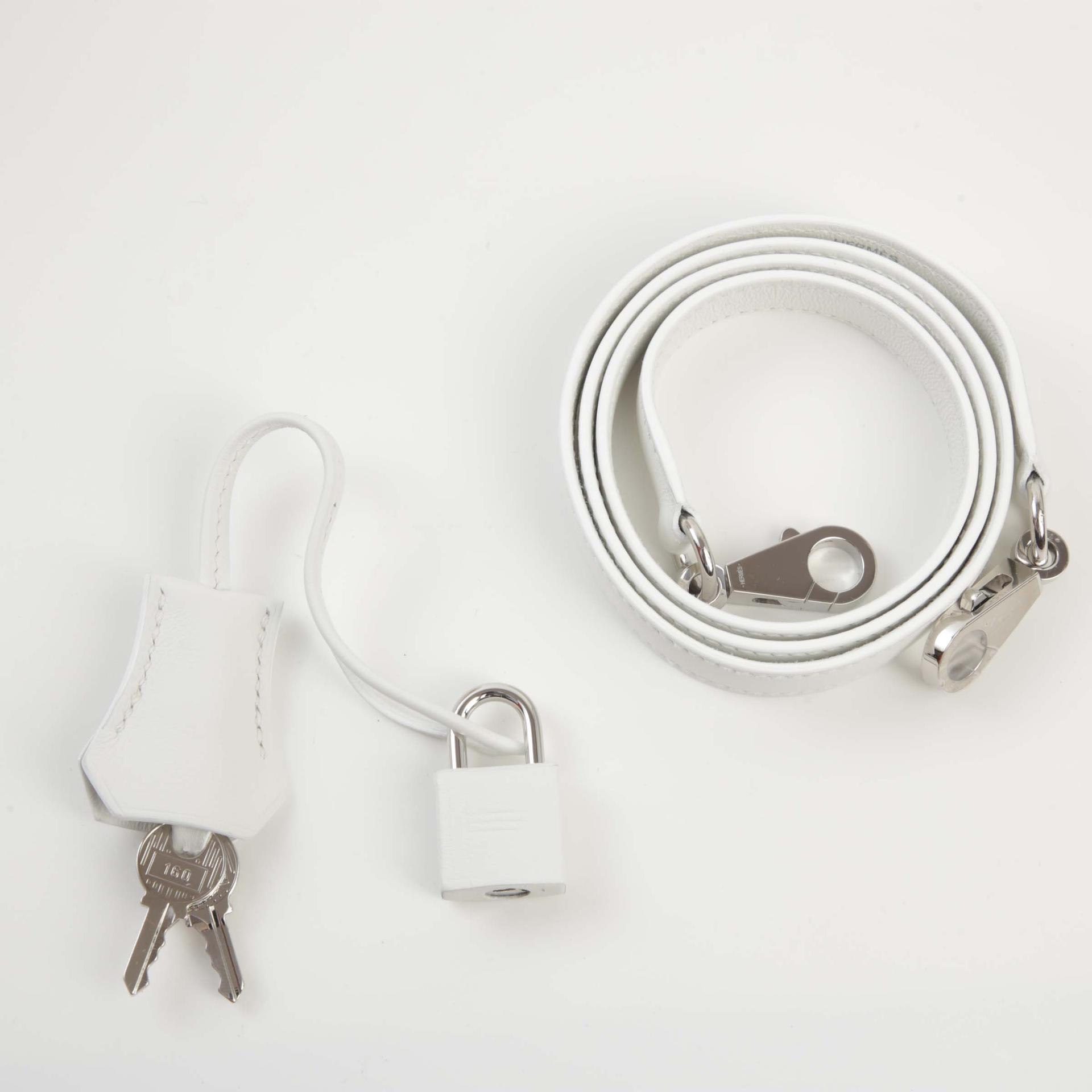 Brand New ( Rank N ) HERMÈS Kelly 25 Sellier New White (0U) Ecru Swift Toile H canvas Palladium hardware W (2024) - 15