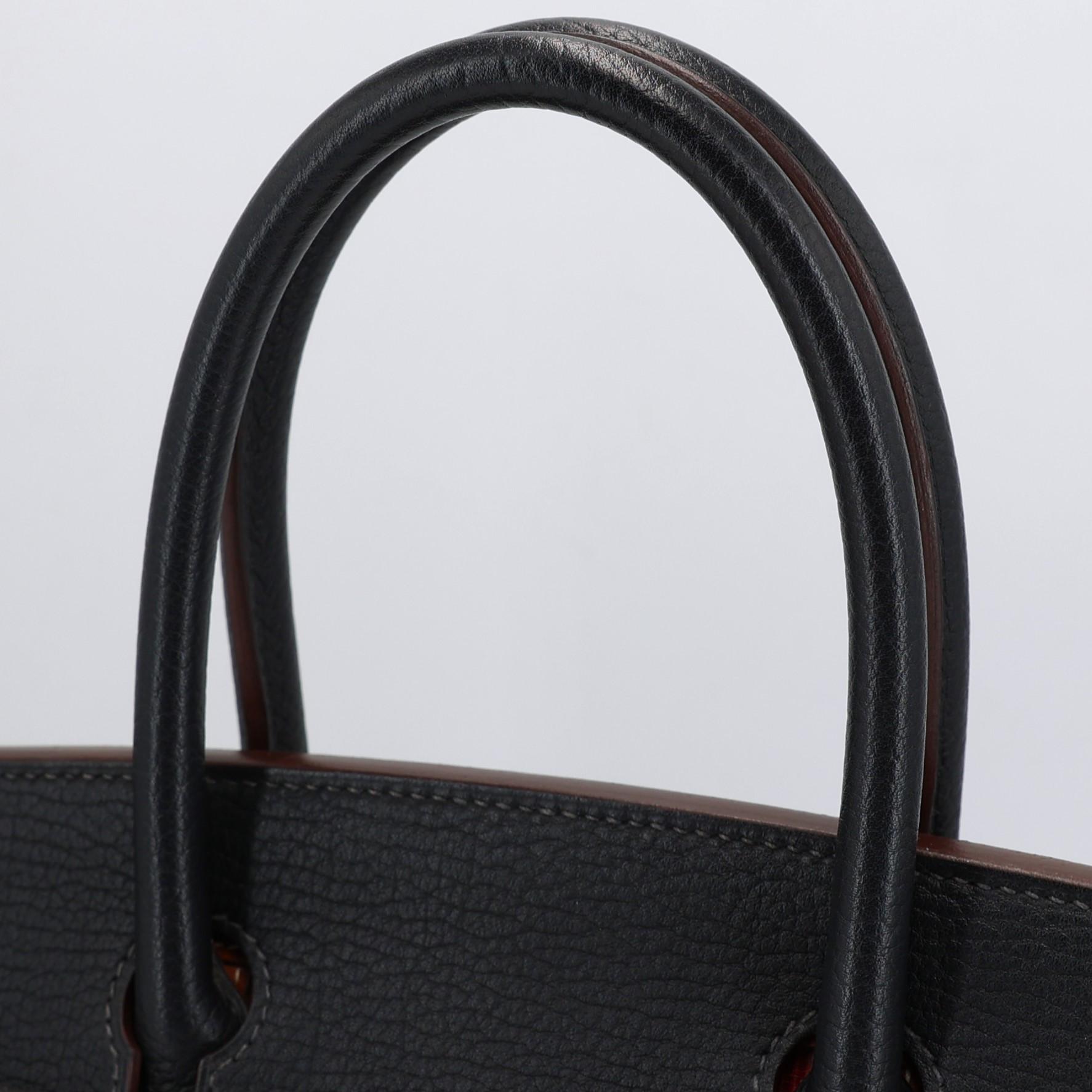Very Good ( Rank A) HERMÈS Birkin 30 Club Fauve (34) Bleu Indigo (76) Rouge Fjord Crinoline Barenia Palladium hardware Square O (2011) - 3