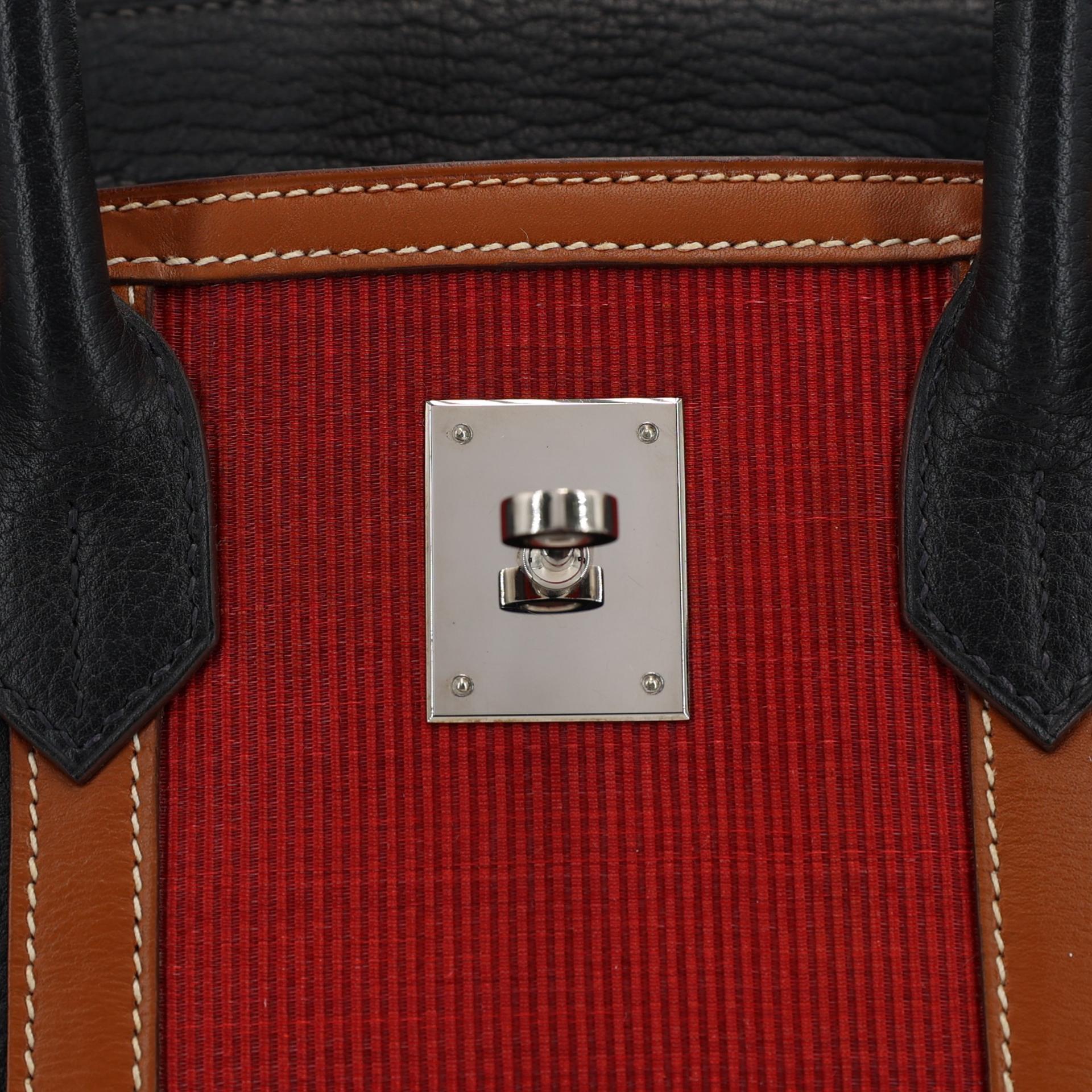 Very Good ( Rank A) HERMÈS Birkin 30 Club Fauve (34) Bleu Indigo (76) Rouge Fjord Crinoline Barenia Palladium hardware Square O (2011) - 10