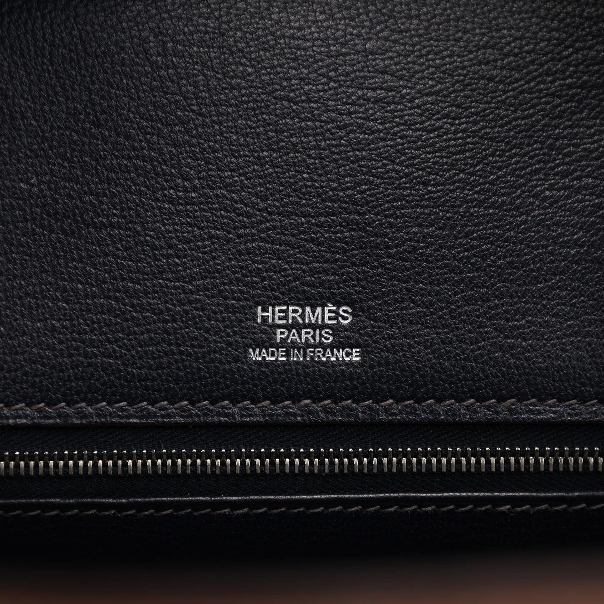 Very Good ( Rank A) HERMÈS Birkin 30 Club Fauve (34) Bleu Indigo (76) Rouge Fjord Crinoline Barenia Palladium hardware Square O (2011) - 12