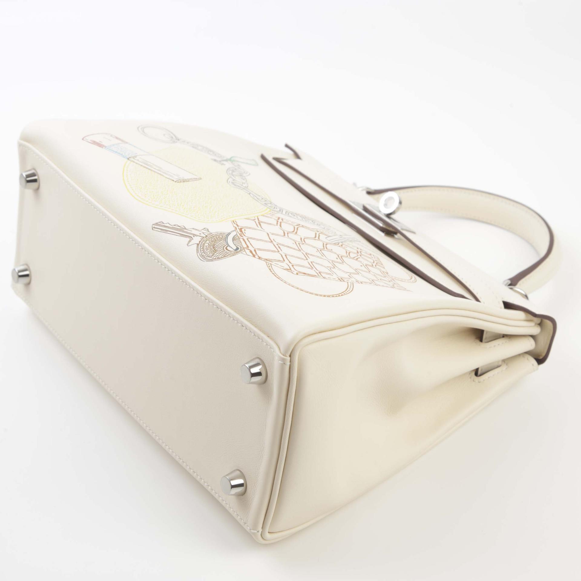Unused ( Rank NS ) HERMÈS Limited Edition Kelly 25 In & out Nata (I2) Swift Palladium hardware Z (2021) - 5
