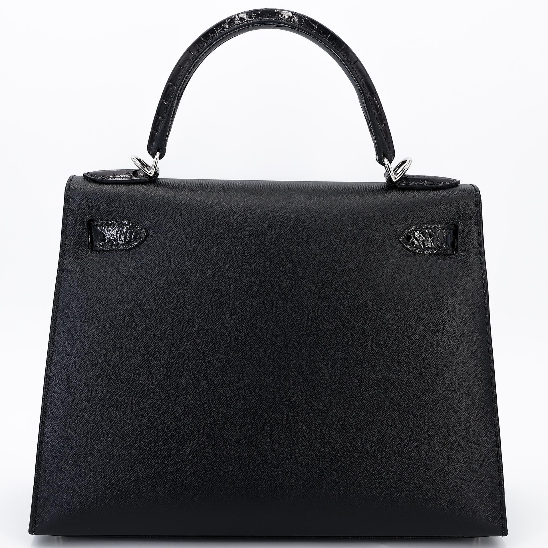 Excellent ( Rank SA ) HERMÈS Kelly 28 Sellier Touch Black (89) Madame Niloticus Crocodile Palladium hardware U (2022) - 2